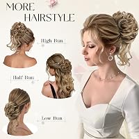 Coc fals Sofeiyan tip „messy bun” cu șuvițe sintetice ondulate, accesoriu de păr donut 4T gri pentru femei 5