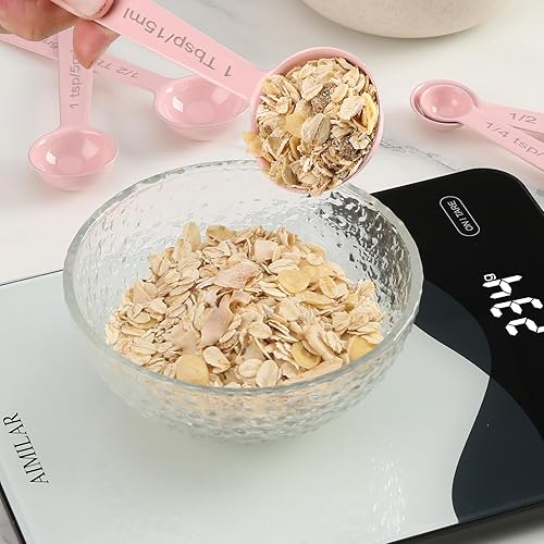 Miniatura 10 de Juego de 5 cucharas medidoras de acero inoxidable, tazas medidoras de metal y cucharas para líquidos, alimentos, cocina, hornear (negro)