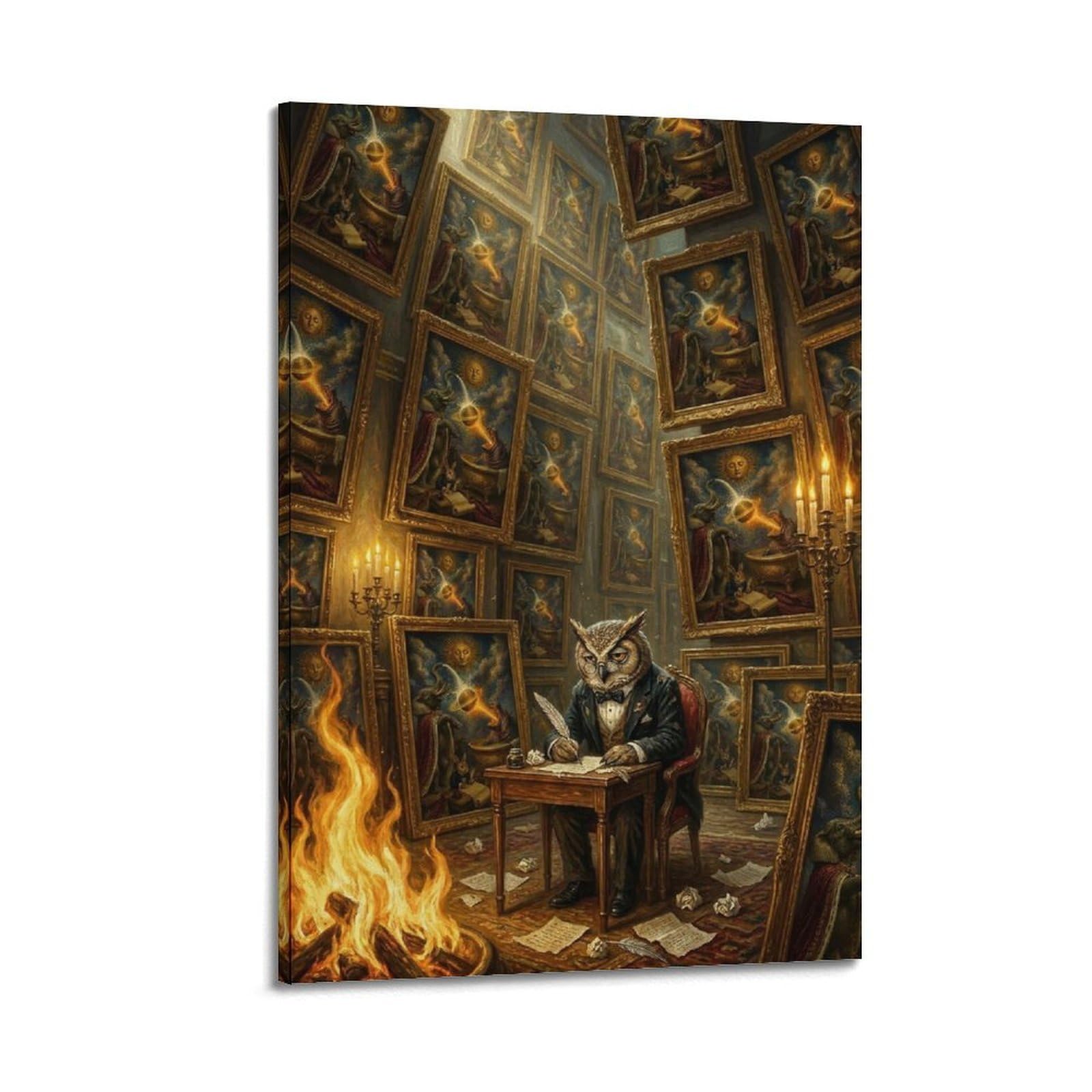XKUGA Surreal Vintage Animal Poster Owl Gallery Burnout Satire Modern Decorative Canvas Prints - Ideal Wall Art for Family, Man Cave, Game Room, Boys & Girls Bedroom 20x30inch(50x75cm)