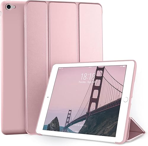DTTO Funda para iPad Air 2 (lanzada en 2014), ultra delgada y ligera, funda inteligente con soporte triple y flexible de TPU suave para Apple iPad