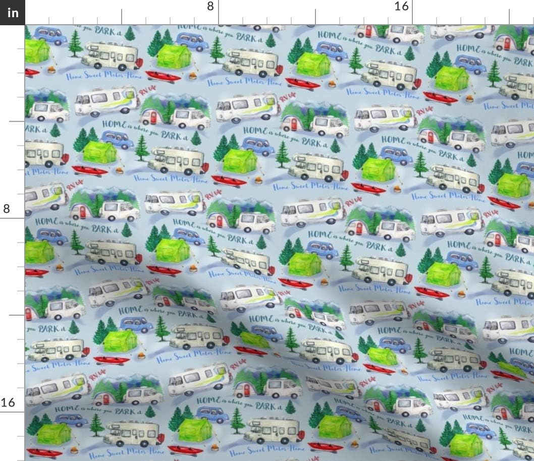 Spoonflower Fabric - Life Camping Travel Camper Trailer Printed on Petal Signature Cotton Fabric Fat Quarter - Sewing Quilting Apparel Crafts Decor