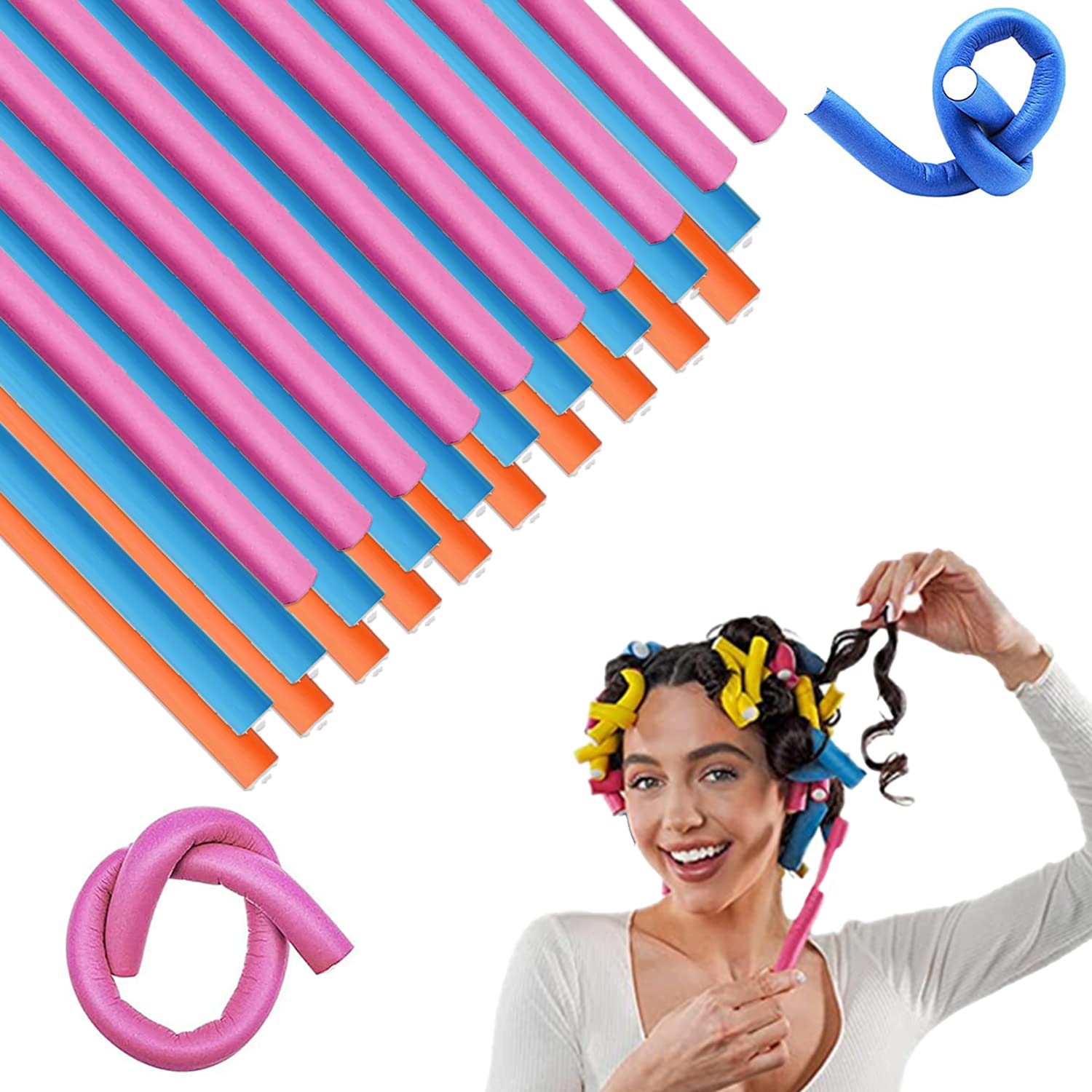30Pcs Foam Hair Rollers, Soft Foam Styling Hair Rollers Foam Hair Curler Rods Hair Curler Hair Rollers Flexi Rods Heatless Curler Heatless Magic Hair Curler Hair Curler Roller Flexible Hair Curler Rod