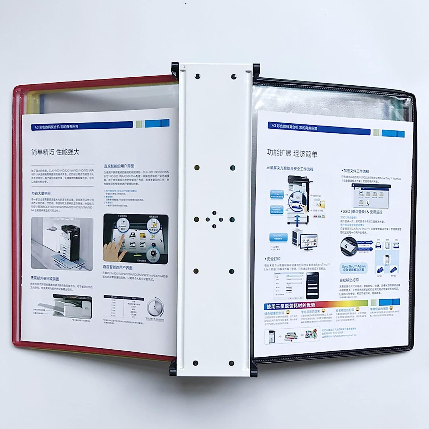 Konsultations- und Präsentationsdokumente, A4, 10 Taschen, Posterklappe, Dokumentenhalter geeignet für Büro/Werkstatt/öffentliche Orte/Ausstellungshallen (Farbe: Rot, Größe: B 47 x H 32 cm) (Farbe: