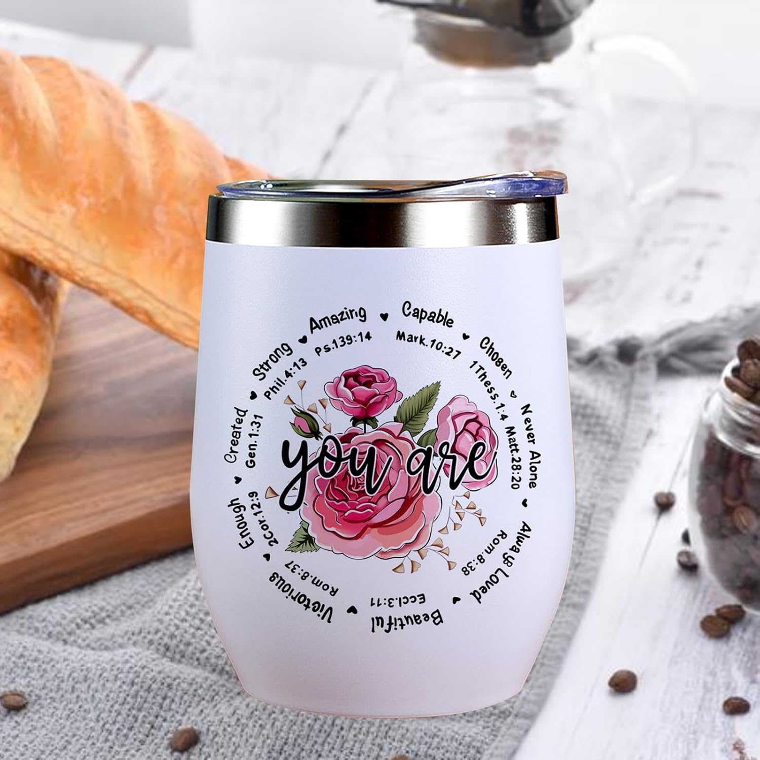 Christian Gifts for Women, Christmas Birthday Mothers Day Gift for Mom Grandma Sister Friend Coworker, Inspiration Religious Self Care Gifts for Women, 12OZ Wine Tumbler Travel Mug - Image 6