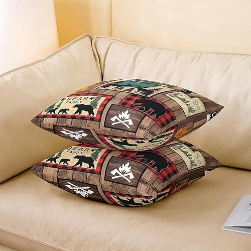 Miniatura 3 de Paquete de 4 fundas de almohada retro de 18 x 18 pulgadas, fundas de cojín de caza de animales salvajes, fundas de cojín de caza de animales