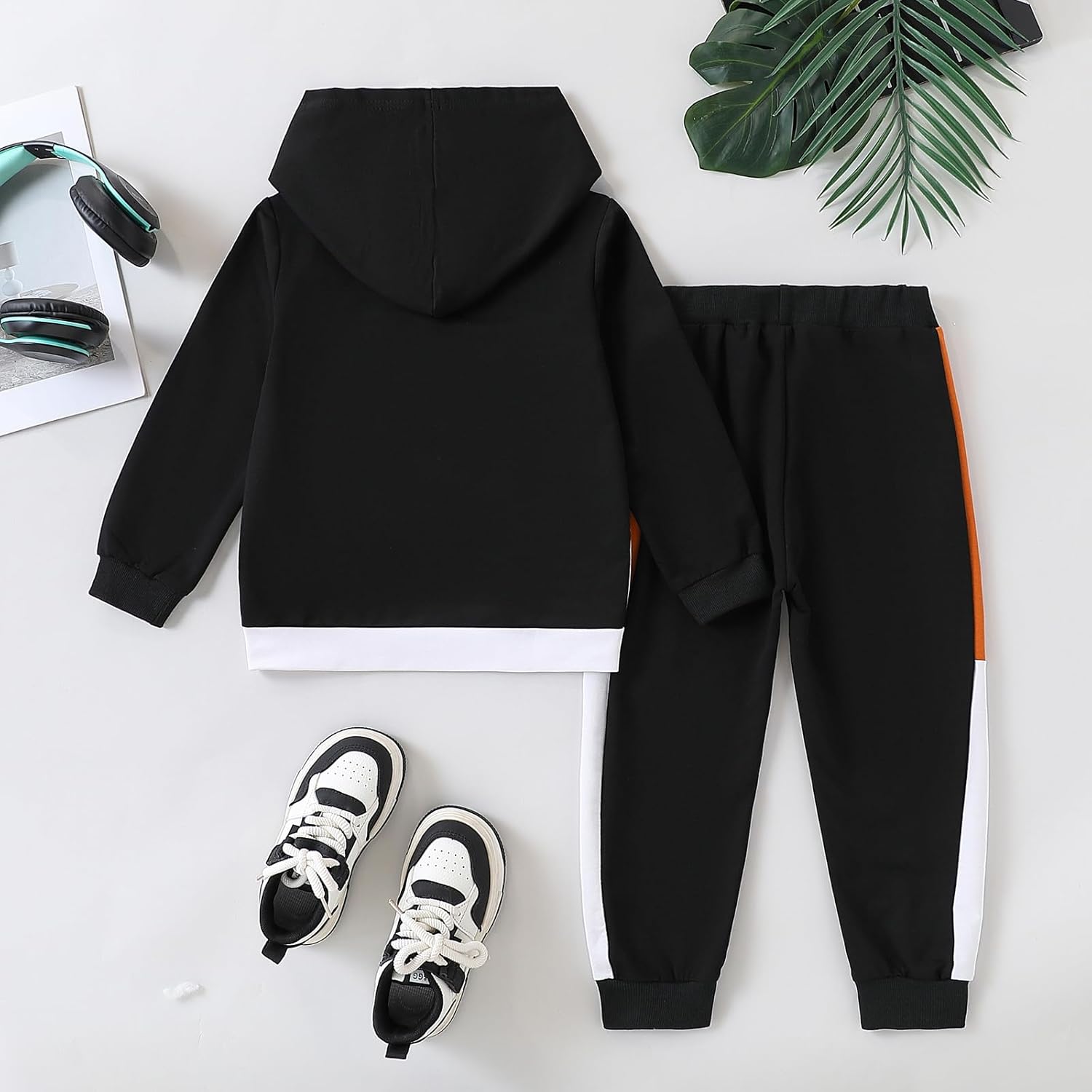 Boys Sweatsuit Long Sleeve Color Block Hoodie Sweatshirt and Jogger Pants 2PC Sets Fall Clothes (Sizes: 4-8) - Image 7