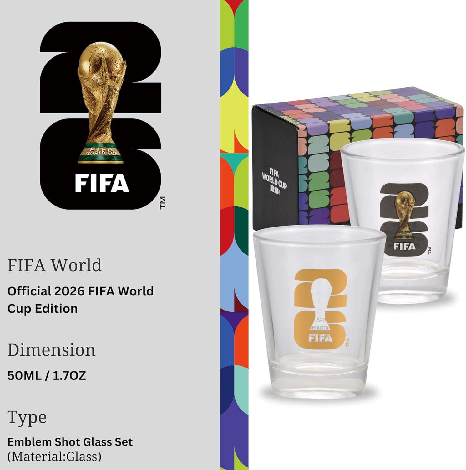 Official FIFA World Cup 2026 Edition - 1.7oz Trophy Shot Glasses (Set of 2) - Once-in-a-Lifetime Collector’s Item – Perfect for Tailgates, FIFA Parties, Mancaves or Bars Gift for Soccer Fans - Image 4
