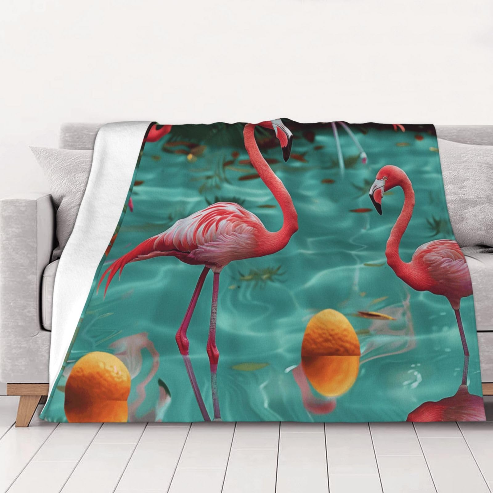 AUBKFELD Flamingo Printed Flannel Blanket 102x76 CM, Soft & Warm Throw Blanket for Sofa/Couch/Bed/Car, Gifts for Audlts Women Men