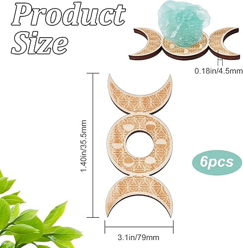 Miniatura 2 de CREATCABIN 6 piezas Mini soporte de exhibición de esfera de cristal, soporte de base de bola de cristal, soporte de esfera de madera, exhibición de