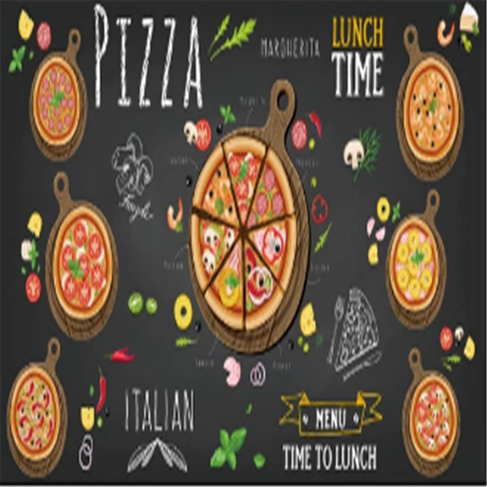 Cartoon Pizza Takeaway Gray Cement Background Wall Paper 3D Fast Food Restaurant Snack Bar Industrial Decor Mural W 3d Wallpaper Home Decor Paste