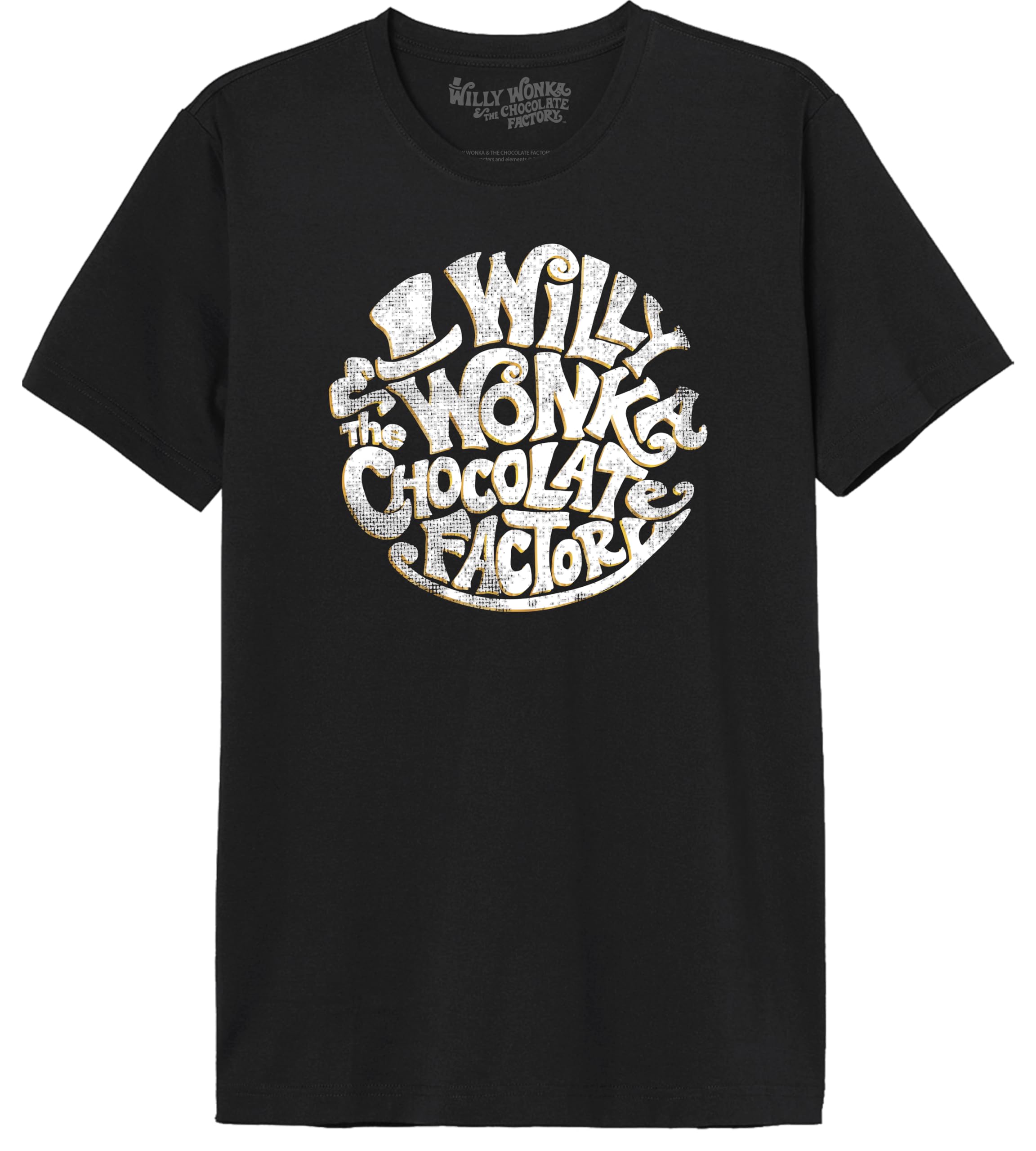cotton division Willy Wonka Circle Logo MEWONKATS003 Men's T-Shirt, Black, Size M, Black, M