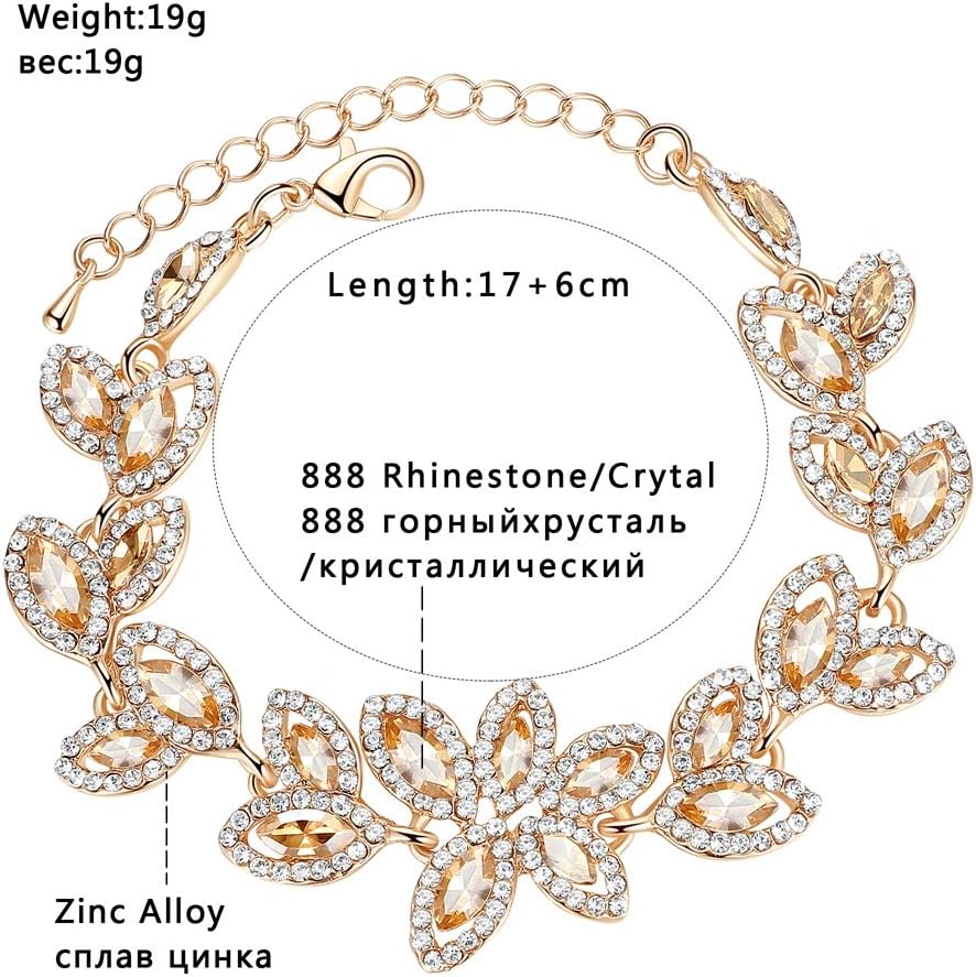 mecresh Flower Teardrop Earring and Bracelets Silver/Gold/Champagne Bridal Jewelry Sets for Women