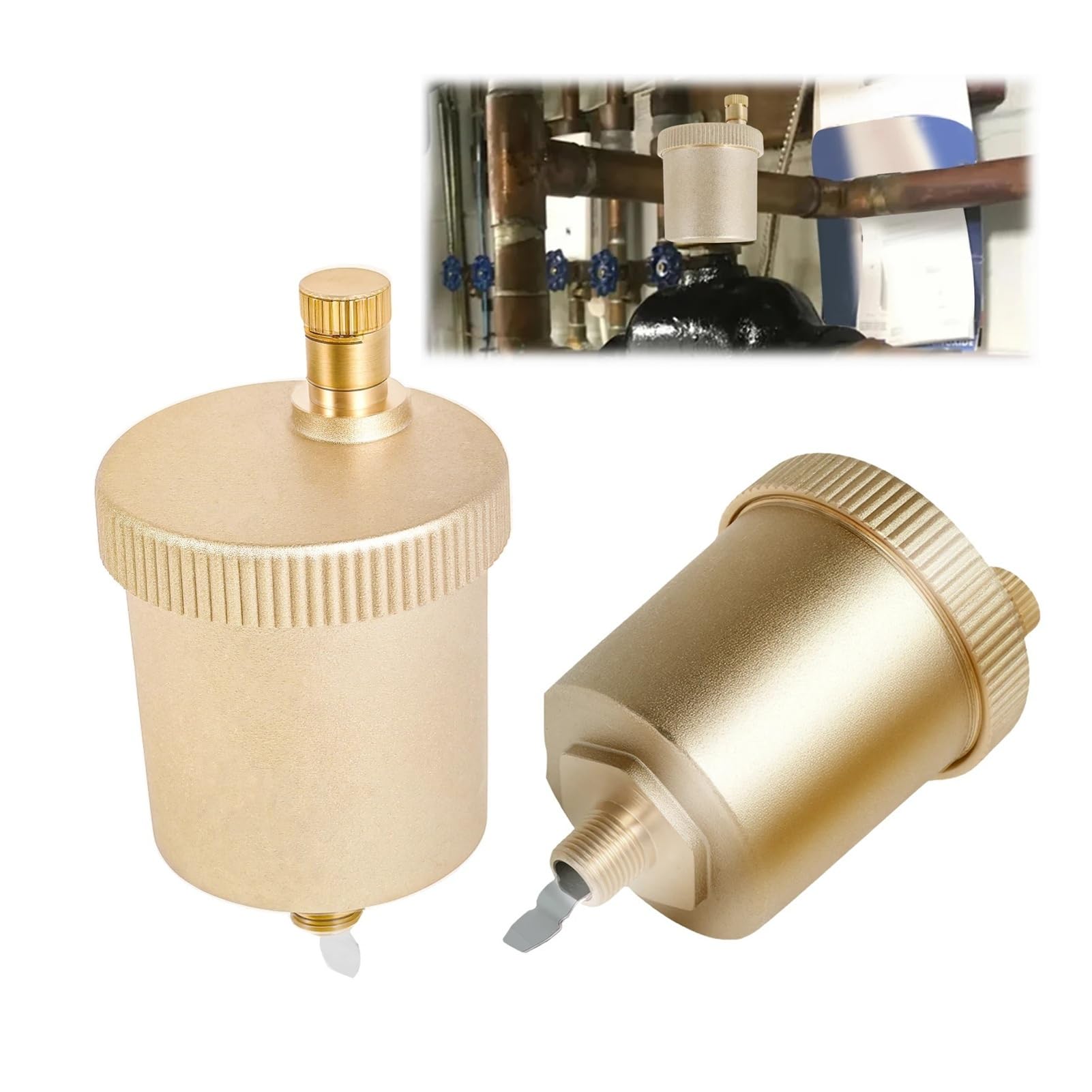 Válvula de ventilación automática de 1/2 piezas - Flotador de purga de rosca de 1/8 de pulgada for de calefacción de radiadores de agua caliente(2PCS)