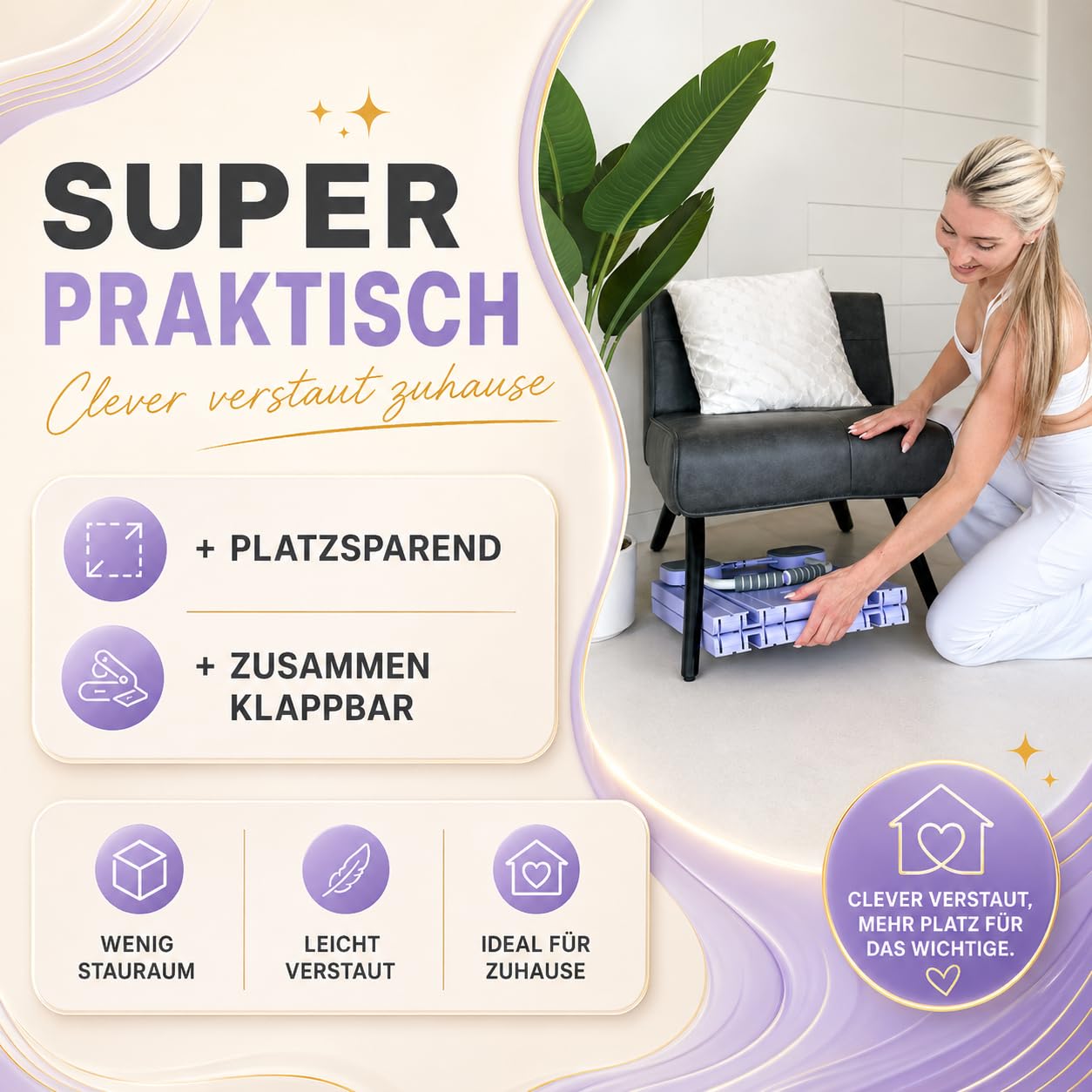 Yosana Pilates Board I Reformer für Zuhause I 8-in-1 Fitness Board faltbar & tragbar I Bauchtrainer inkl. Knie Kissen, Widerstandsbändern & Pilates Bar I verbessertes Design