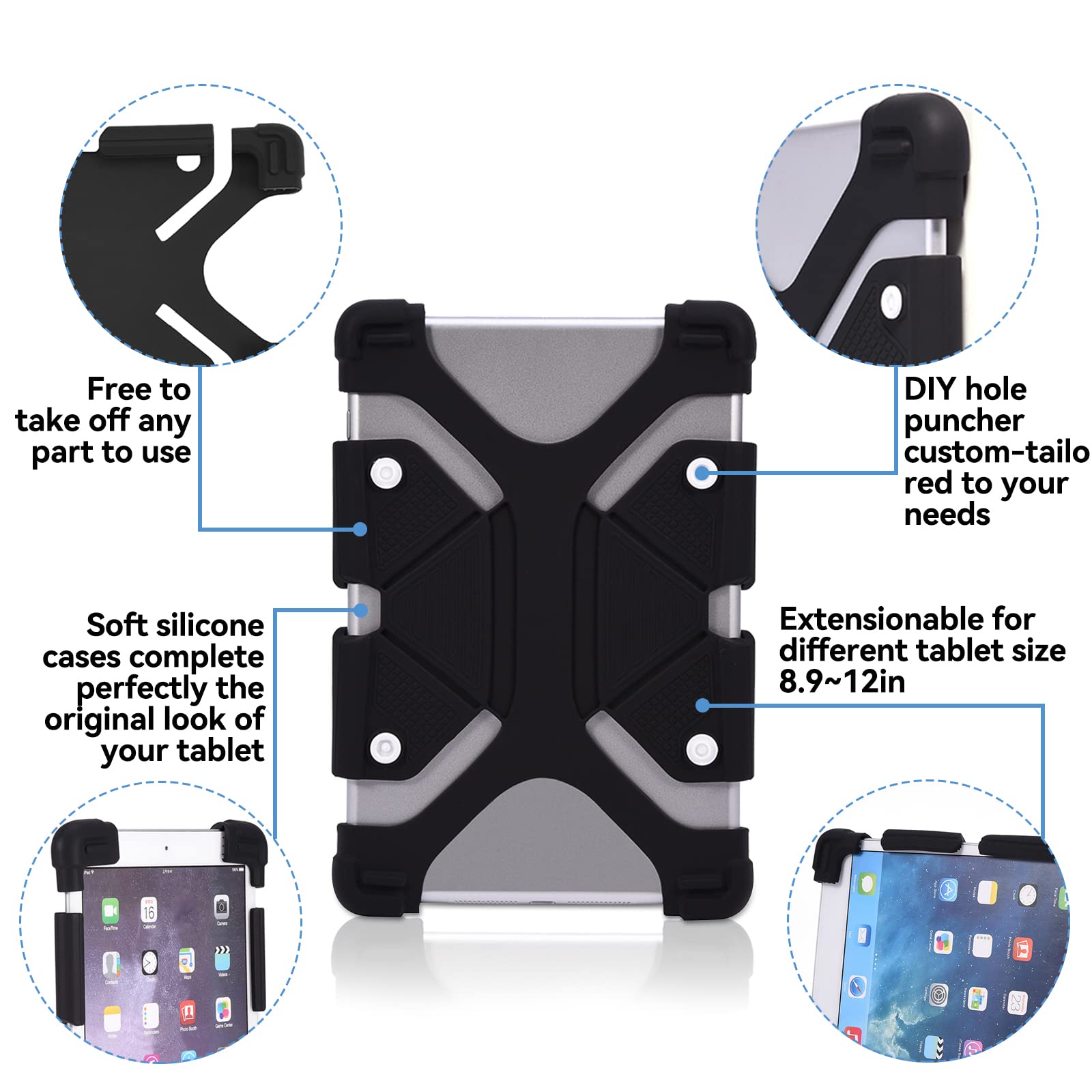 Custodia Universale Regolabile in Silicone per Tablet 9-12 Custodia Universale Regolabile in Silicone per Tablet 9-12