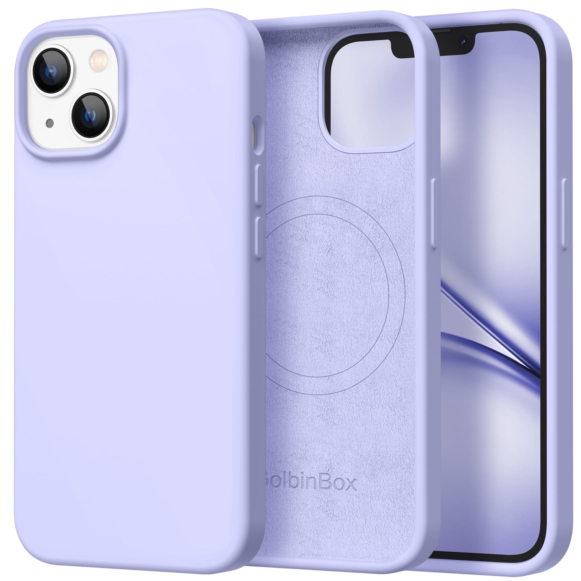GolbinBox Magnetic for iPhone 13/14 Case, Silicone Cover, Lilac