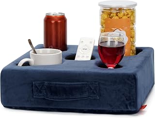 Couch Cup Holder-Sofa Cup Holder Pillow Tray Organizer Caddy Cupholder for Bed, Rv, Tv, Car, Man Cave, Backseat for Remote, Drinks, Snacks