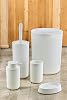 Deconox 5 Piece Luxury Plastic Bathroom Set 7 Liter Touch Trash Can, Antibacterial Brush (Black-Grey) (WHITE)
