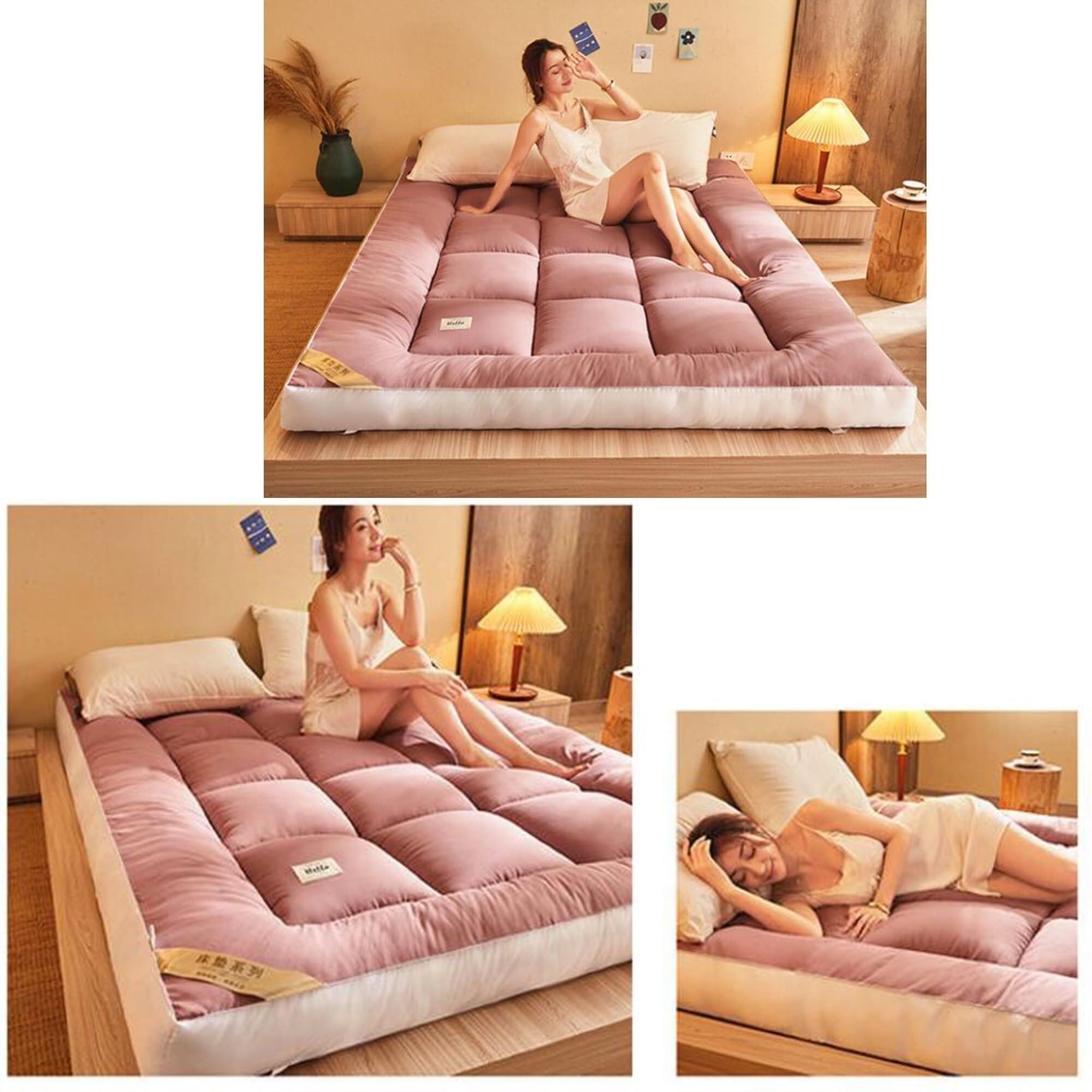Pogrubiony japoński materac futon – miękki, oddychający, przenośny i składany łóżko podłogowe, idealna sofa kempingowa dla najwyższego komfortu, wszechstronne zastosowanie w domu i w podróży, łatwe