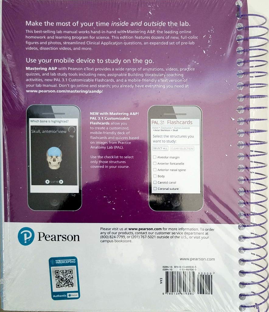Inside pages of the Human Anatomy & Physiology Laboratory Manual showing content layout
