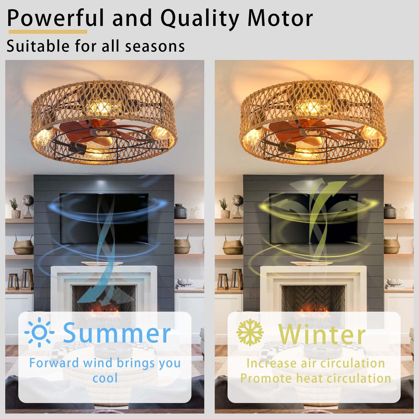Ventiladores de techo retro con luces y control remoto, ventiladores silenciosos reversibles con luces, 6 velocidades, luces de techo de CC, temporizador, lámpara industrial para dormitorio y salón.