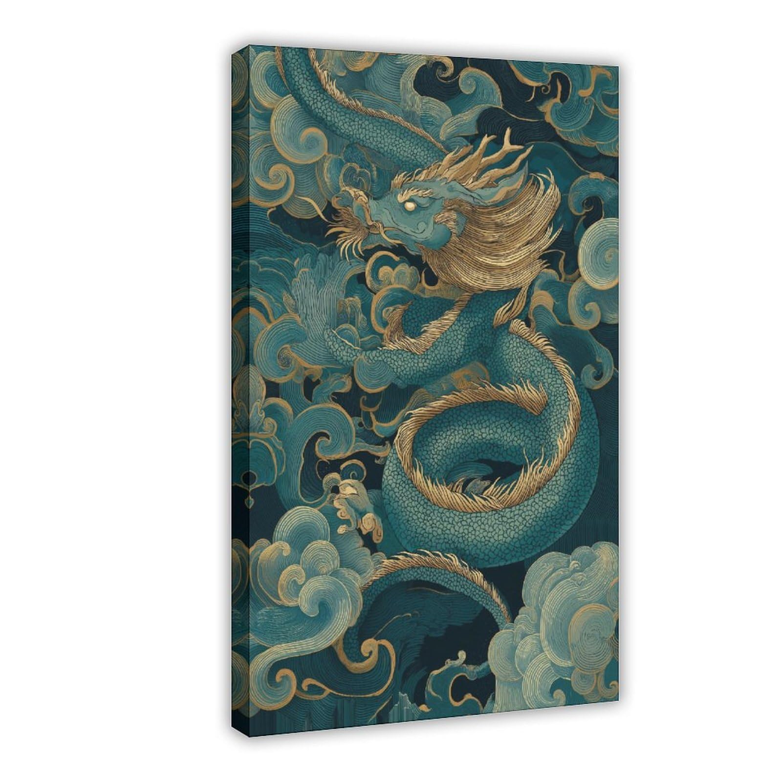 MRYCQ Chinoiserie Dragon Poster Canvas Poster for Dorm Room Decor Gift