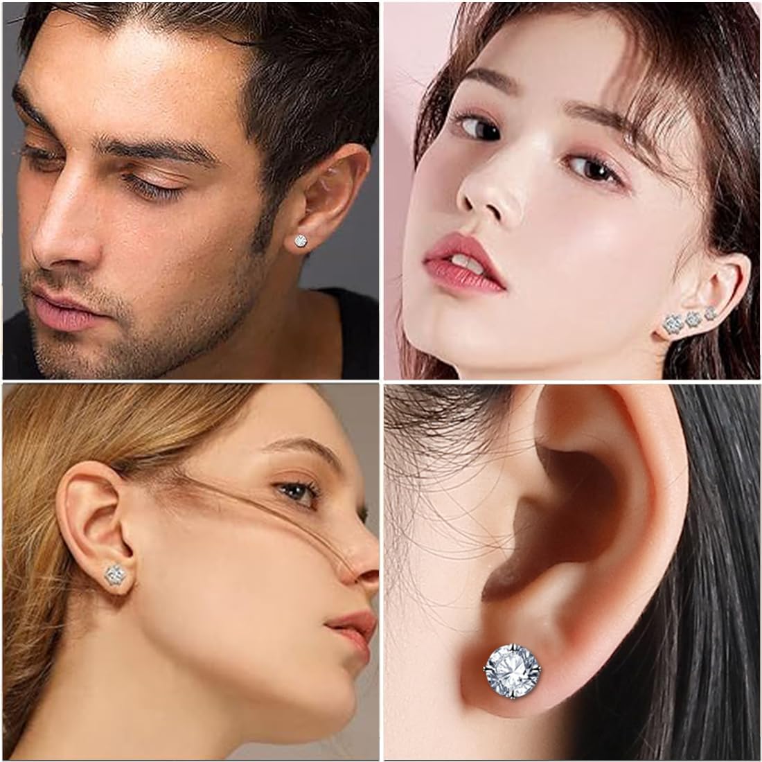 6 Paia Orecchini Uomo Diamante Donna con Zirconia Cubica | FindTheDeal