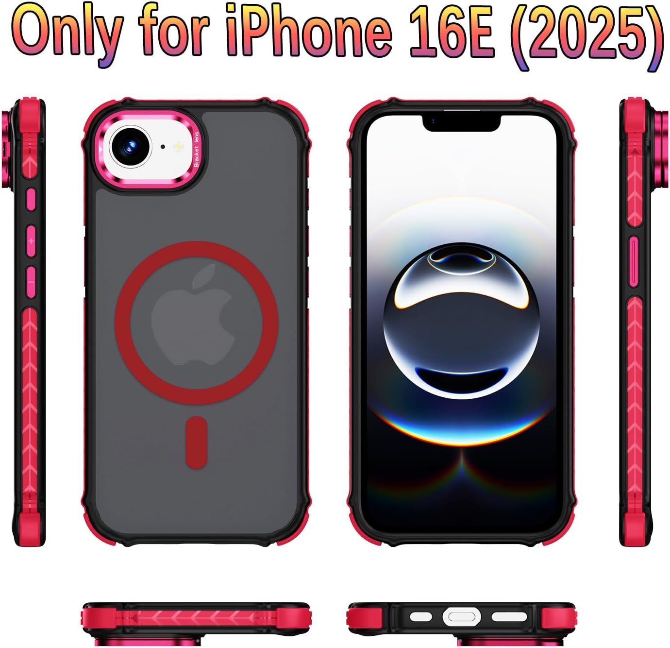 for iPhone 16e Case; with HD Screen Protector, [ Compatible with MagSafe] Military-Grade Protection Case, Magnetic Case for iPhone 16e - Red