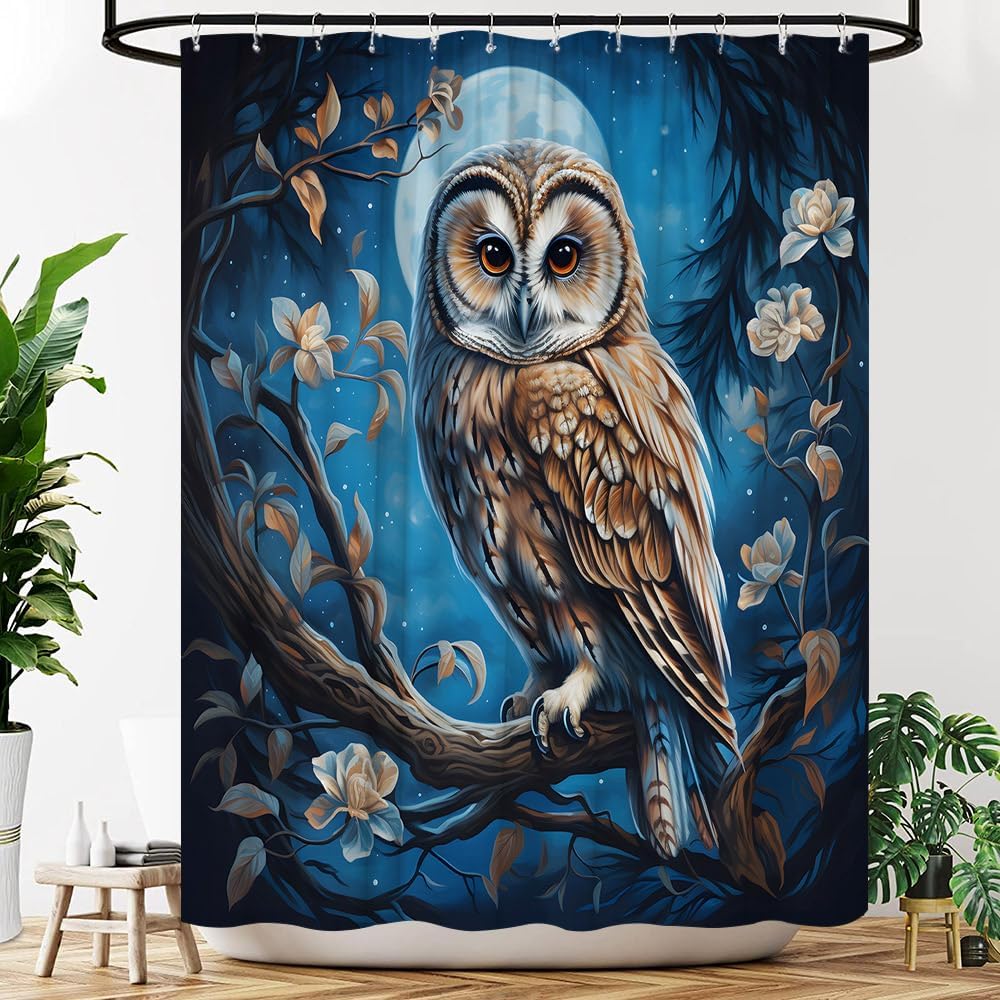 HUAZIYU Cute White Snowy Owl Owl Animal Poster Shower