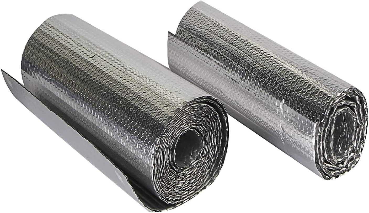 Lámina reflectora de radiador de ahorro de energía, paneles de aislamiento de aluminio de doble capa, membrana de burbujas reflectante térmica (1 x 15 m) para un calentamiento eficiente