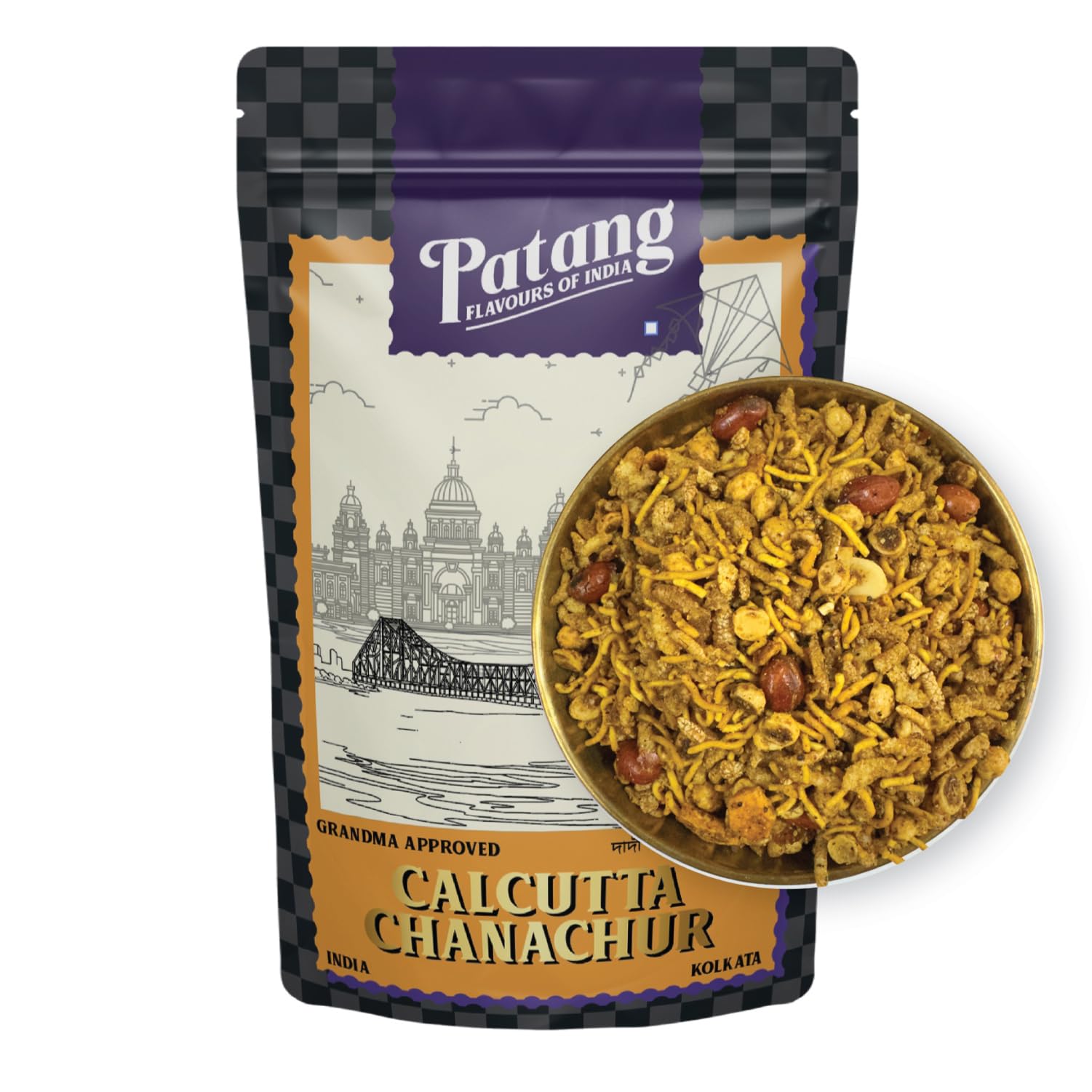 Patang Calcutta Chanachur | Authentic Bengali Jhal Mixture Snack | Spicy, Tangy, Mustard Oil Flavour | Clean Ingredients, No Palm Oil | 150g Pack | Indian Namkeen-image-2