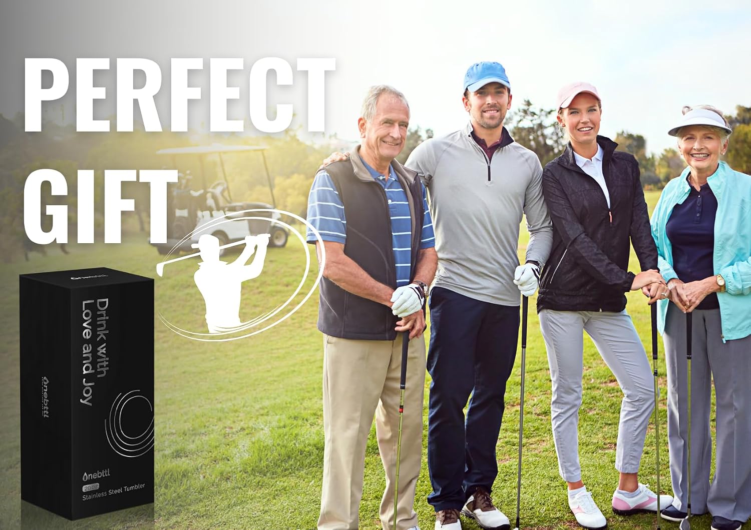 Onebttl Golf Gifts for Men - Funny 20oz Tumbler, Dad & Fathers Day Gift, Birthday Present for Golf Lovers - Black