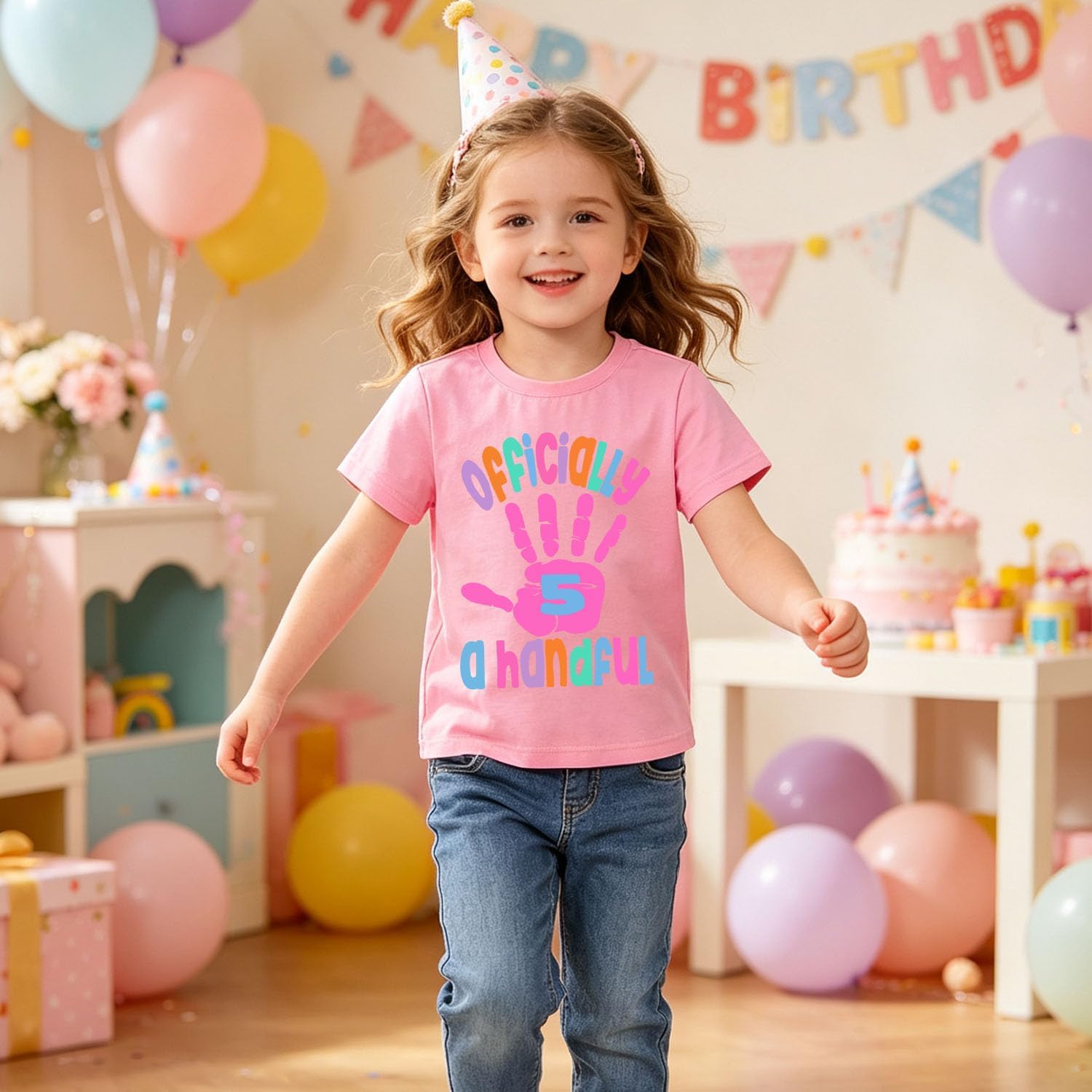 Birthday Girl Shirt 5 Years Old B-Day Shirt Girls 5th Birthday Tees Five is A Vibe Tops