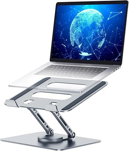 XGKDZJ Soporte ajustable para laptop, ergonómico, giratorio, plegable, rotación de 360, se adapta a portátiles de 10-15.6", color gris