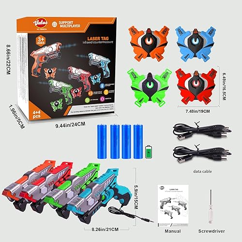 Miniatura 8 de VATOS Pistola láser recargable – Juego de 4 etiquetas láser infrarrojos SYNC de datos en tiempo real, juego de 4 pistolas 4 chalecos, juego de