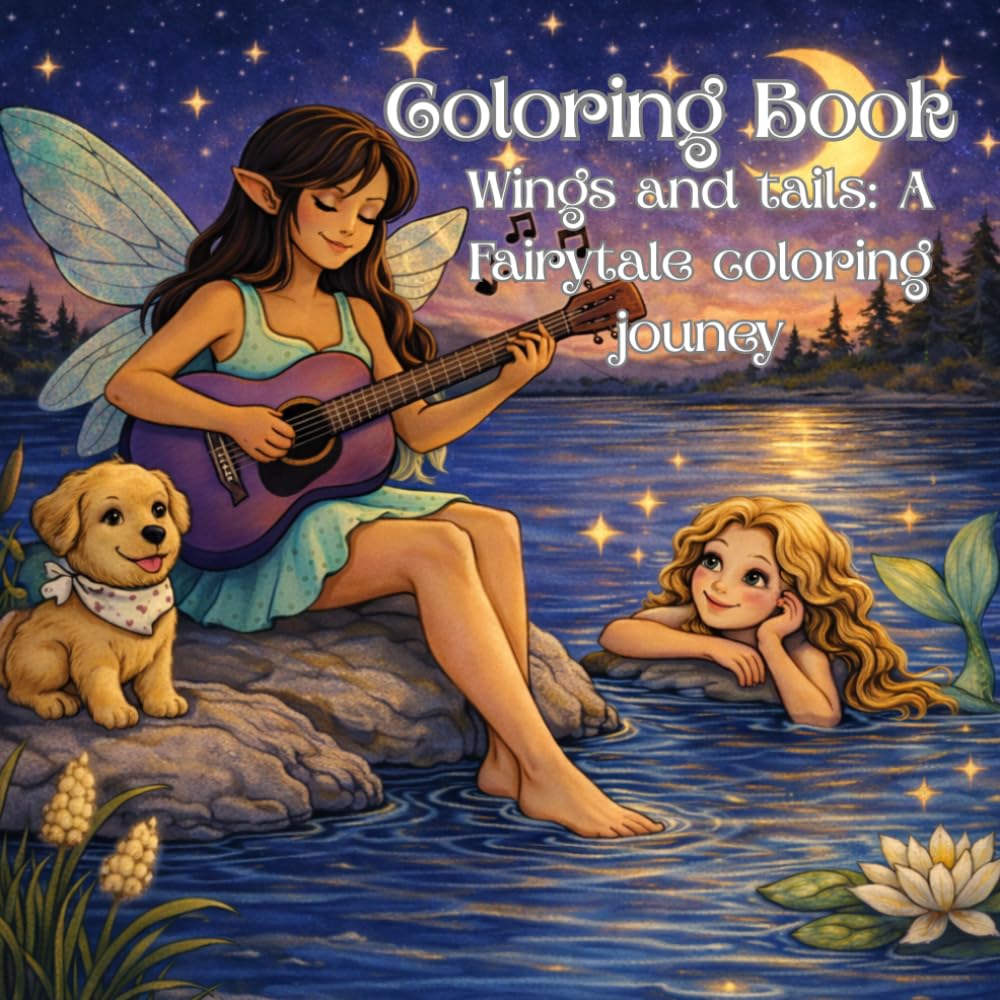 Wings and tail: A Fairytale Coloring Journey: Step into a world of magic and wonder, of beautiful fairies and mermaids, and cozy scenes.