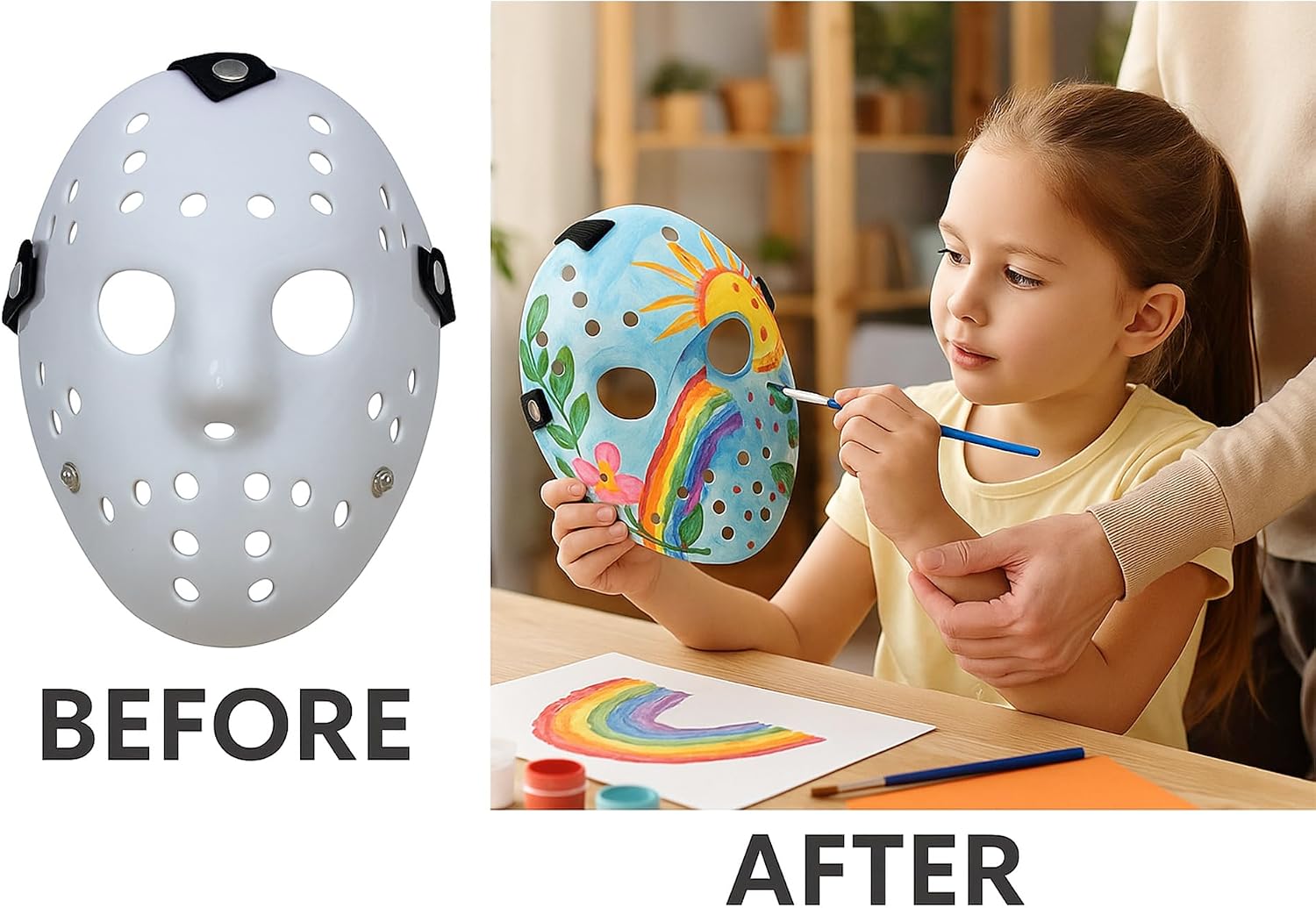 Halloween Horror Cosplay Mask | DIY Paintable White Costume Mask for Masquerade Party with Adjustable Straps – Scary Costume Prop for Teens & Adults