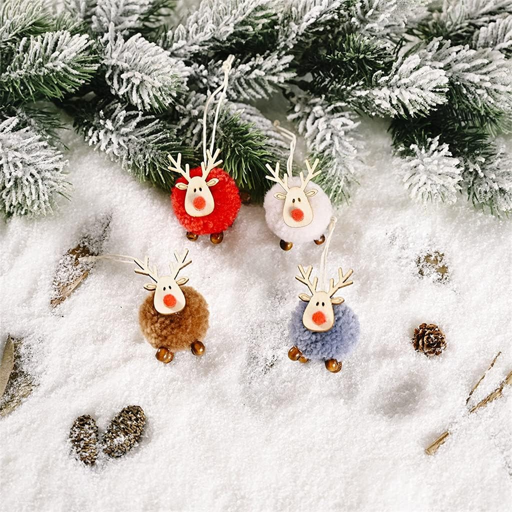 4Pcs Felt Wooden Christmas Tree Decorations Hanging Pendant Craft Ornament Christmas Decorations (Color : A Size