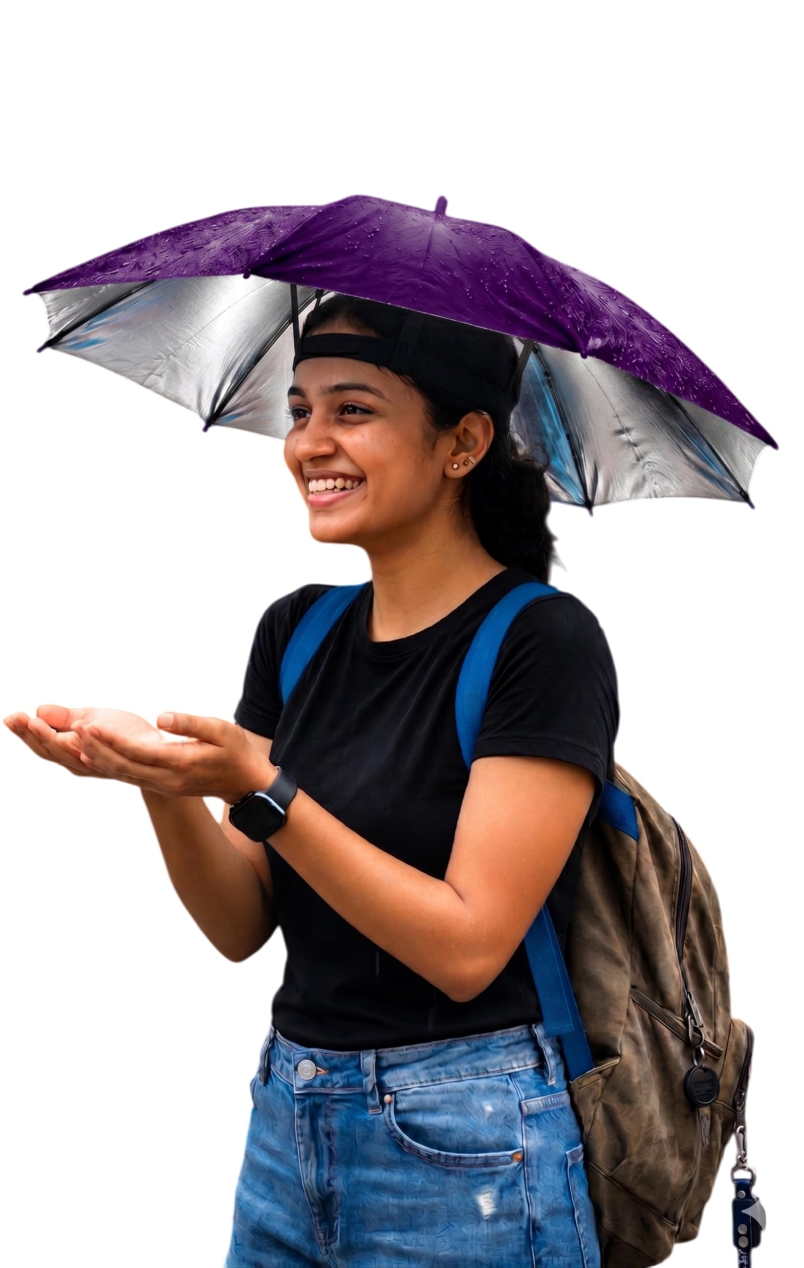 Hat Umbrella, Blue, Silver Coated, Lightweight, Hands-Free, Available in Small and Large Sizes-image-48