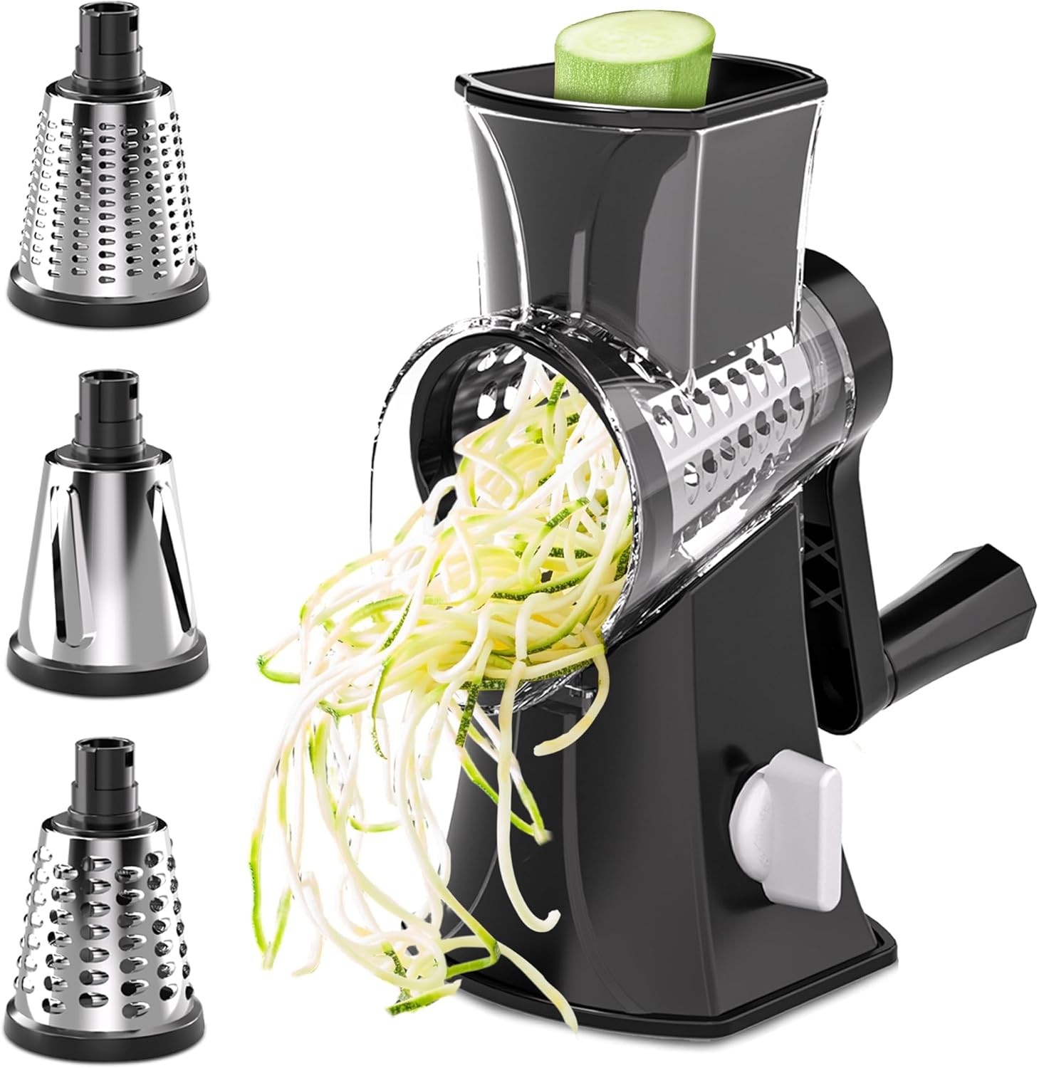 Cheese Grater Hand Crank with 3-Blade Rotary Cutter