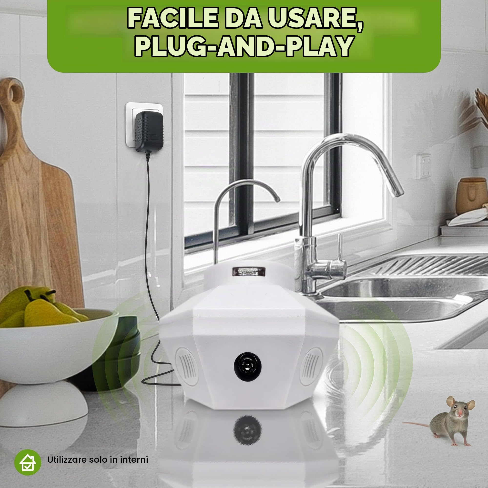 ISOTRONIC® Spaventa martore con spina – per 100 mq | tradizione dal 1979 | Repellente per topi per soffitta, casa, magazzino, garage, garage | Collegamento a una presa | con ultrasuoni e luce LED (1)
