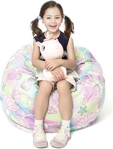 Miniatura 8 de LOLOMLO Funda para puf de almacenamiento de animales de peluche, para niños, mantas, toallas, puf (solo cubierta), sofá de lona con cremallera YKK,