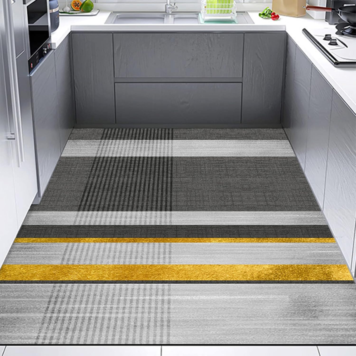 キッチンマット 洗濯いらず おしゃれ 北欧 キッチンラグ 滑り止め カラー ラグマット 無地 キッチン 台所 新生活 120*140