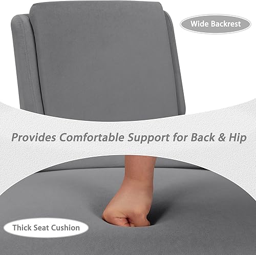 Miniatura 4 de Giantex Juego de 2 sillas decorativas de terciopelo, cómoda silla individual con patas de madera de goma, moderna silla tapizada para sala de estar,