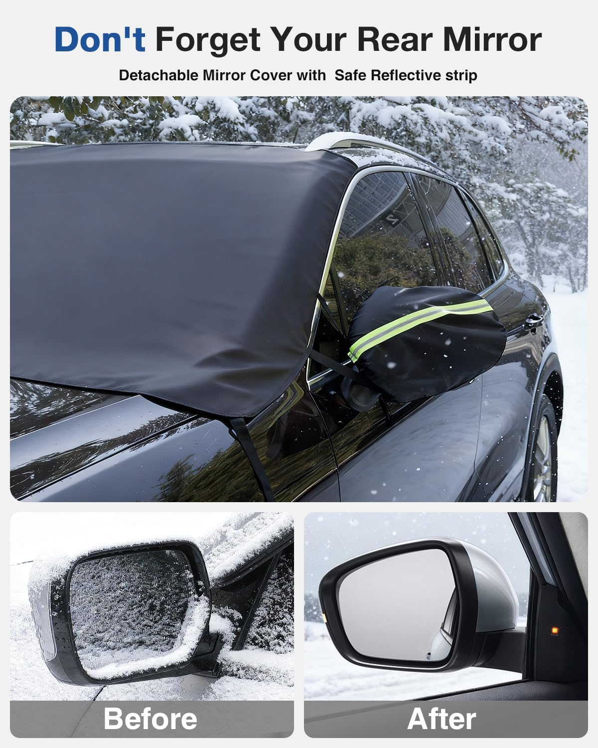 Windshield Snow Cover, All-Season Protection for Sedan, SUV & Small Truck | Universal Fit | 4X Fixed Anti-Theft System | Heavy-Duty 600D Oxford | No Scrape, Just Drive, Standard (63" X 48")