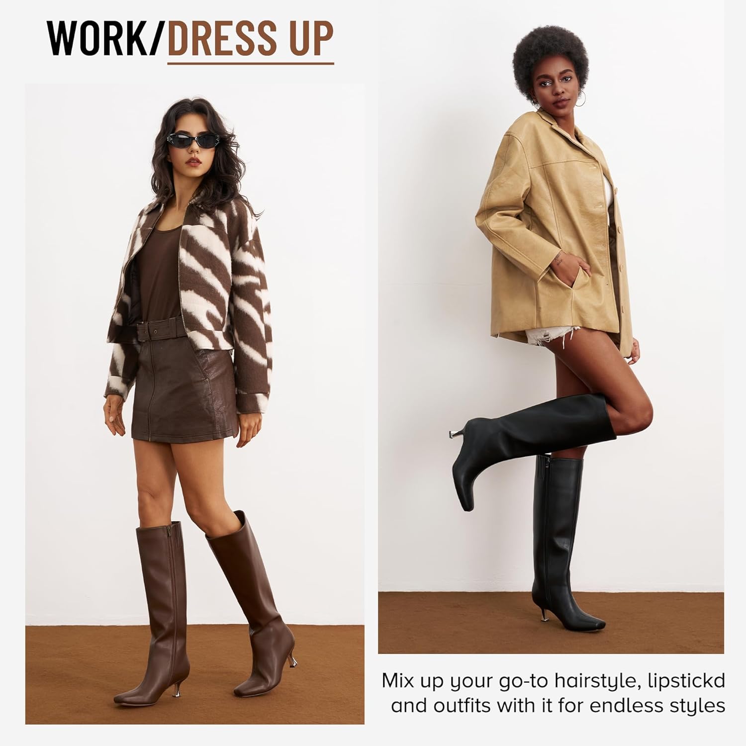 Vepose Knee High Boots for Women with Kitten Low Heel, Tall Fashion Square Toe Long Dressy Boots, Casual Comfort Botas Trendy para Mujer