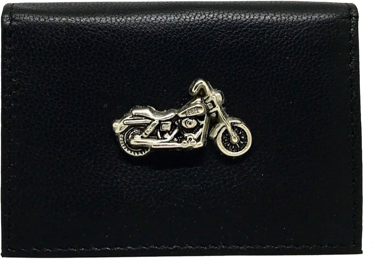 Genuine Black Leather Bifold Wallet (Motorcycle)