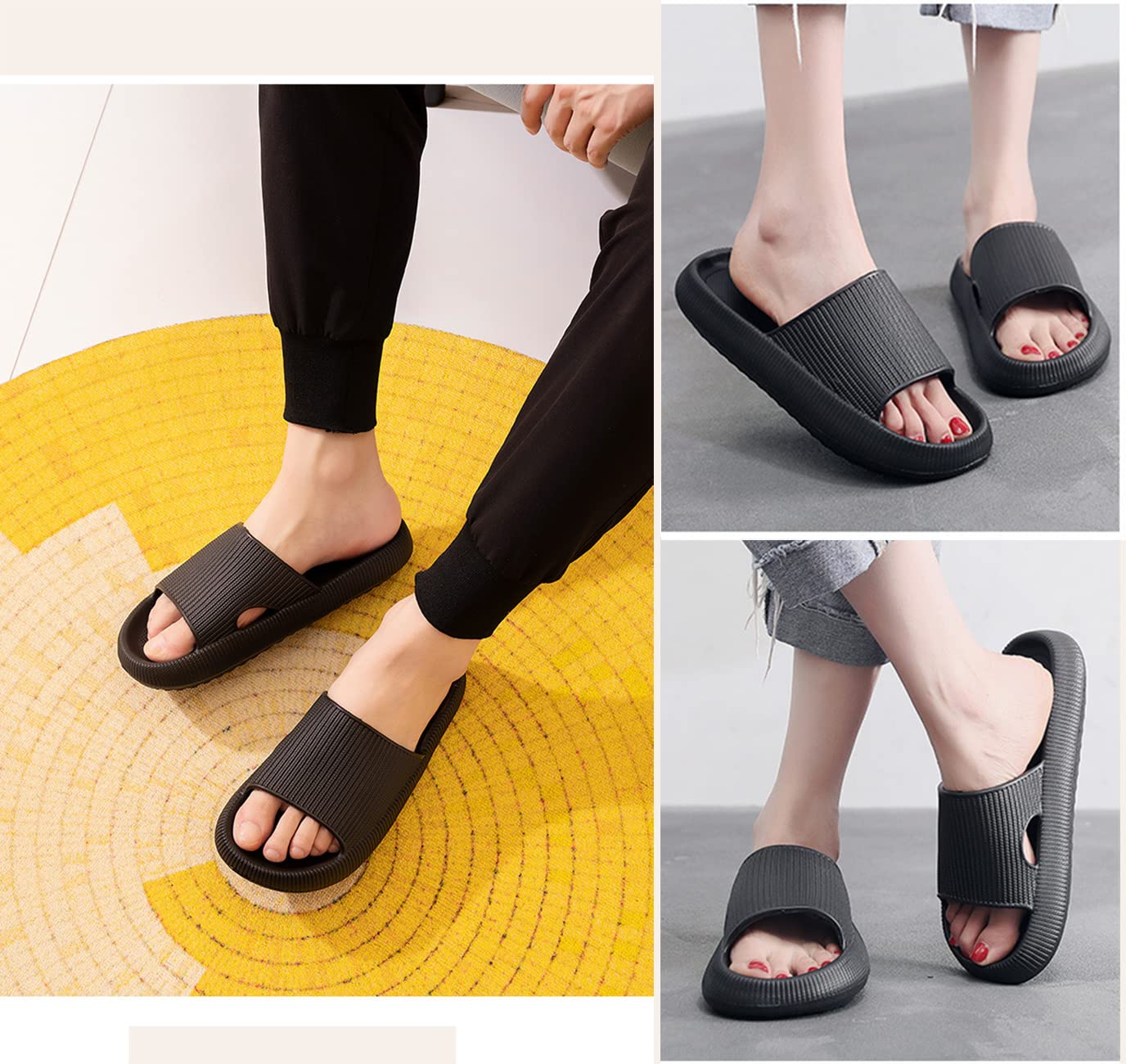 Calish Badeschuhe Herren Damen Cozislides Original Slippers Cloudyzz Schlappen Wolke rutschfeste Badelatschen Hausschuhe Sommer Pantoletten Badeschlappen Flip Flops Indoor/Outdoor - 3