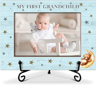 My First Grandchild Wooden Photo Frame Mothers Day Gifts Love Gifts for Grandma Nana, Wooden Photo Frame with Iron Stand for Tabletop or Desktop Display, Home Table Decor 4x6" Horizontal Photo - 49