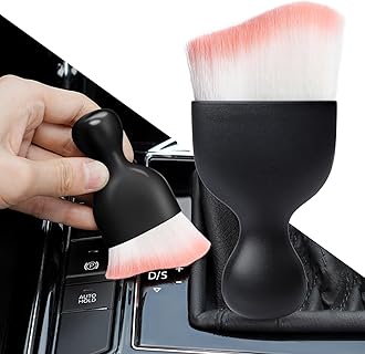 OuzorpCar Interior Dust Brush, Car Detailing Brush, Soft Bristles Detailing Brush Dusting Tool for Automotive Dashboard, Air Conditioner Vents, Leather, Computer,Scratch Free(Black&Pink)